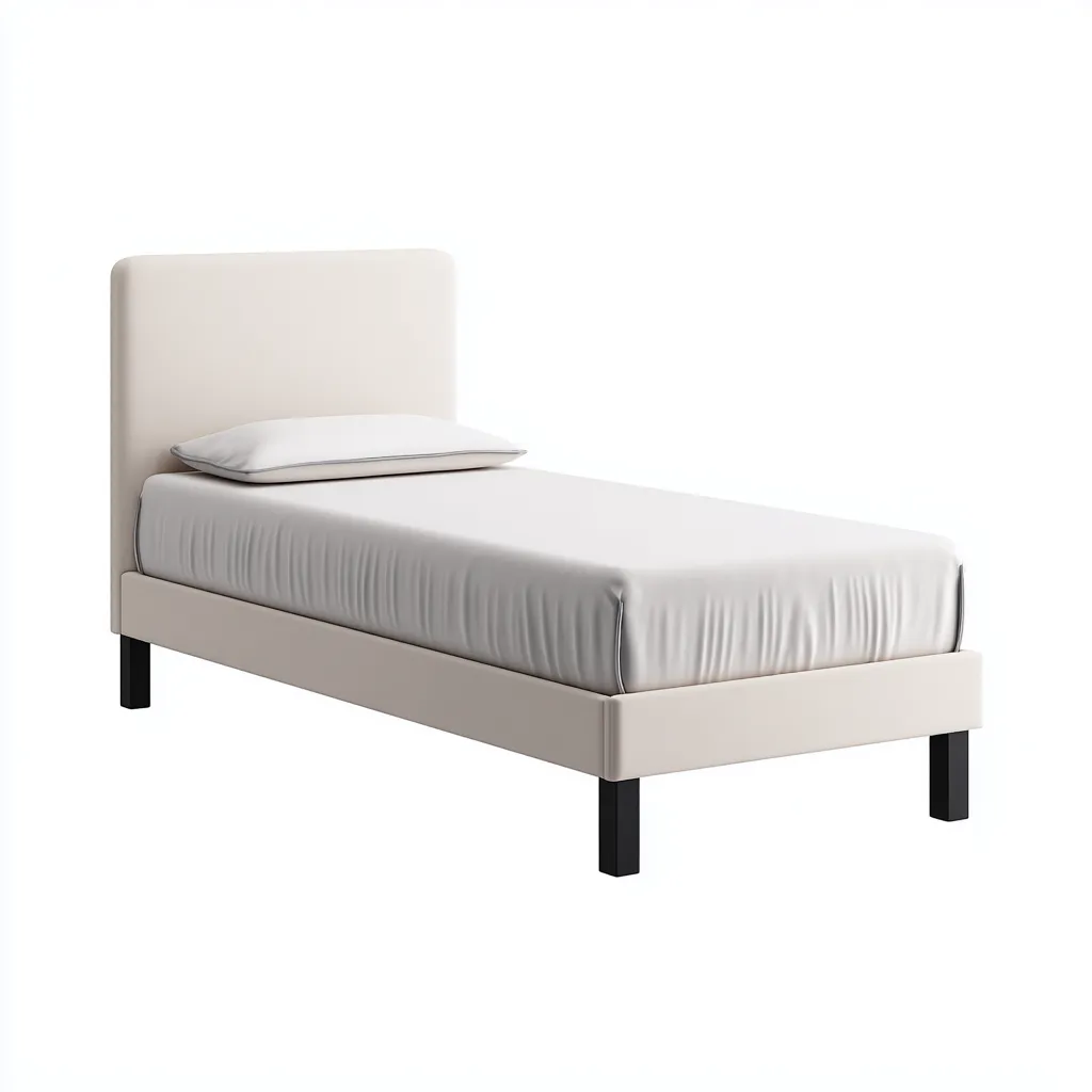 Letto singolo imbottito in tessuto 200x100x95 cm - bianco crema - design minimalista moderno-Comfyify