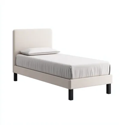 Letto singolo imbottito in tessuto 200x100x95 cm - bianco crema - design minimalista moderno-Comfyify