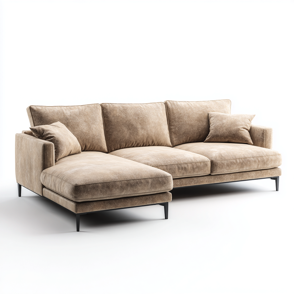 Divano angolare in velluto 275x175x85 cm - beige - design moderno-Comfyify
