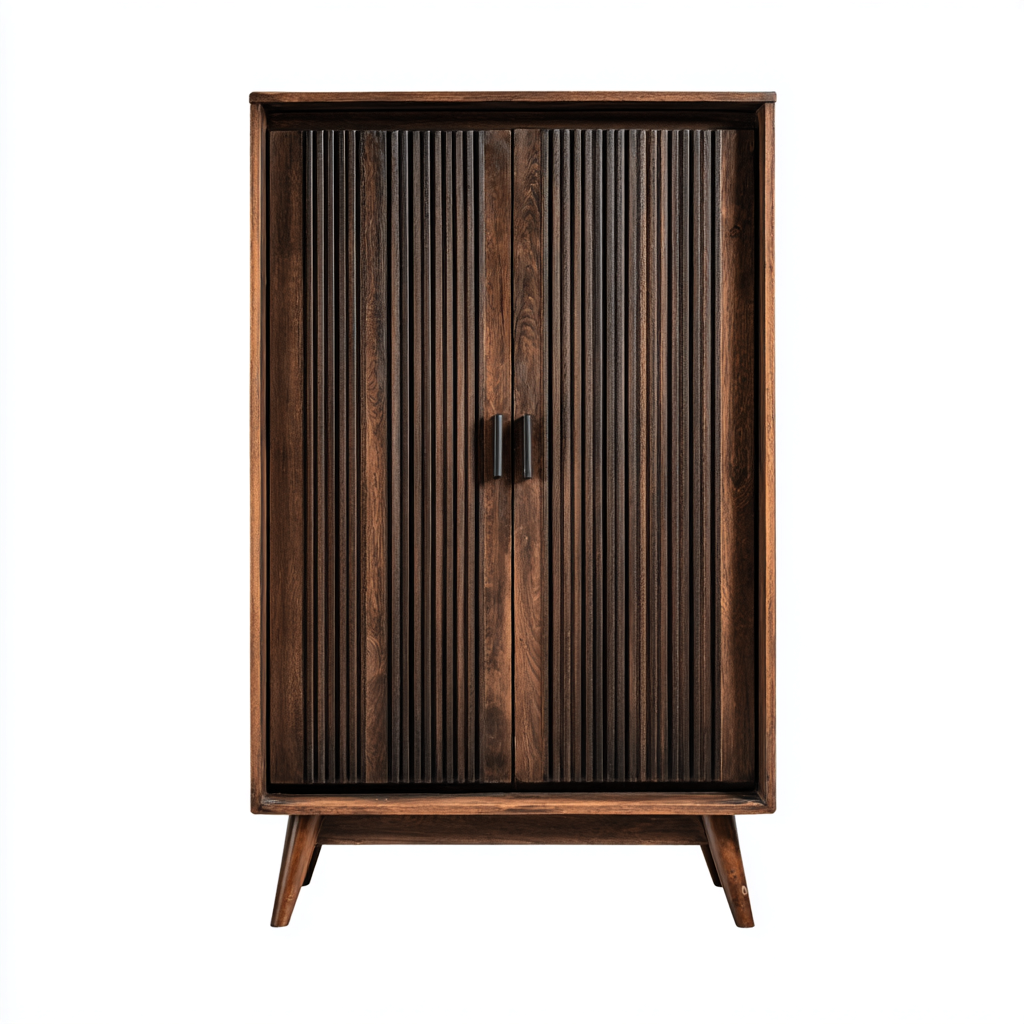 Armadio guardaroba in legno massello 120x55x190 cm - noce scuro - design retrò moderno-Comfyify