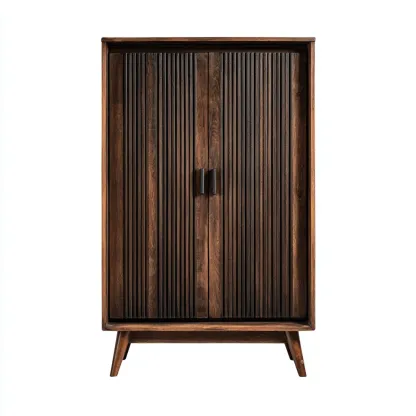Armadio guardaroba in legno massello 120x55x190 cm - noce scuro - design retrò moderno-Comfyify