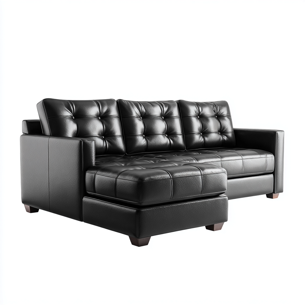 Divano angolare pelle nera 240x160x85 cm - design moderno-Comfyify