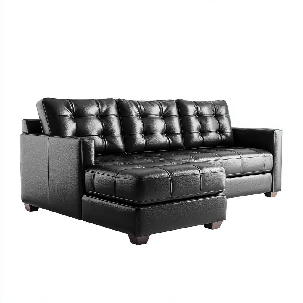 Divano angolare pelle nera 240x160x85 cm - design moderno-Comfyify