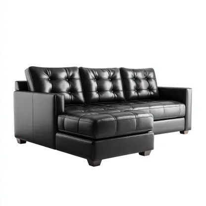 Divano angolare pelle nera 240x160x85 cm - design moderno-Comfyify