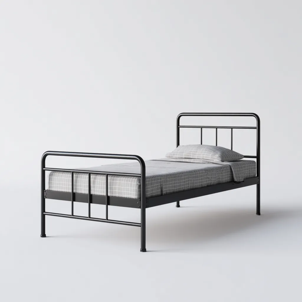 Letto singolo in metallo 200x100x95 cm - nero - struttura semplice con testiera e pediera - stile moderno minimalista-Comfyify