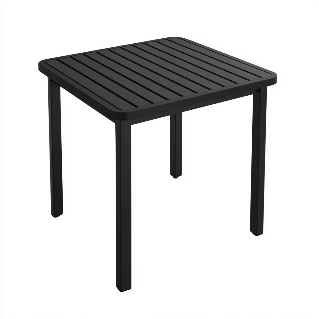 Tavolo da giardino in plastica 80x80x72 cm - nero - design moderno a doghe-Comfyify