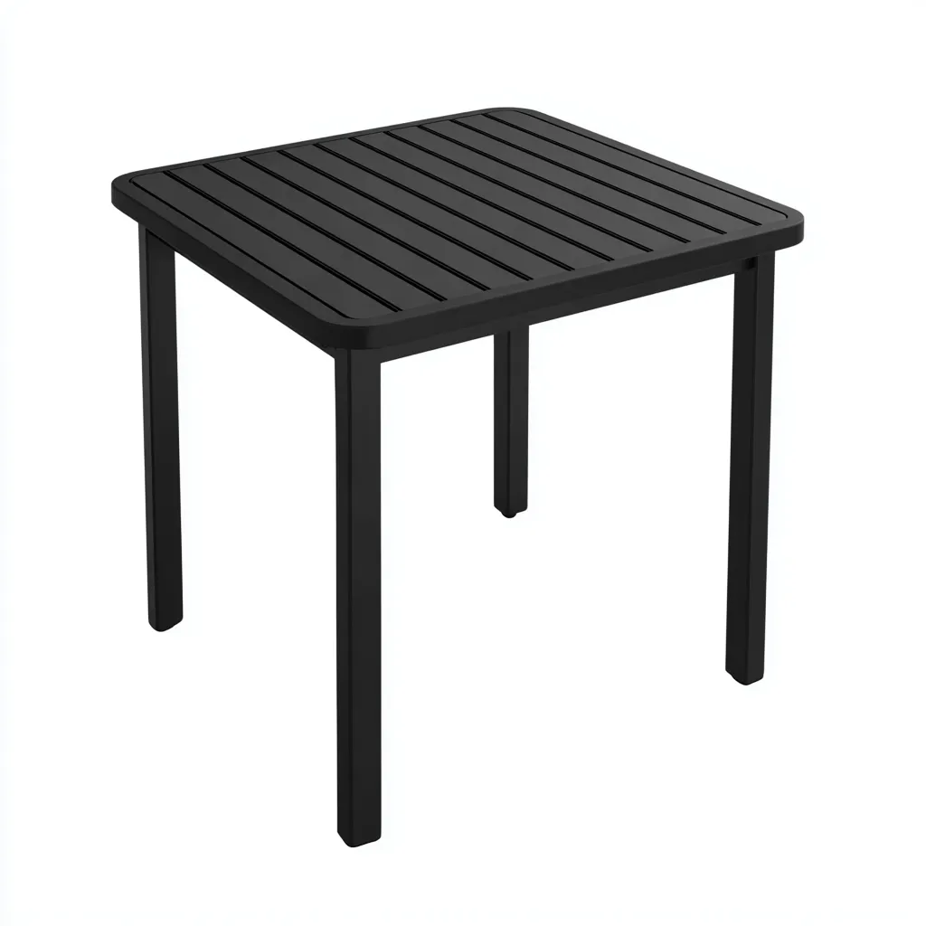 Tavolo da giardino in plastica 80x80x72 cm - nero - design moderno a doghe-Comfyify