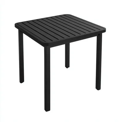 Tavolo da giardino in plastica 80x80x72 cm - nero - design moderno a doghe-Comfyify