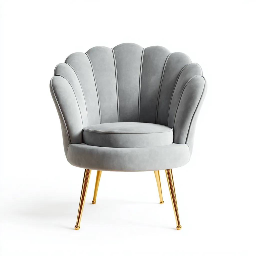 Poltrona in velluto 75x70x85 cm - grigio - design moderno con gambe dorate-Comfyify