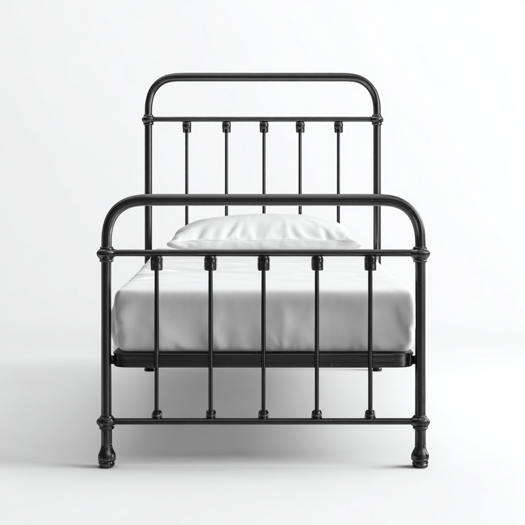 Letto in metallo 200x100x110 cm - nero - stile industriale-Comfyify