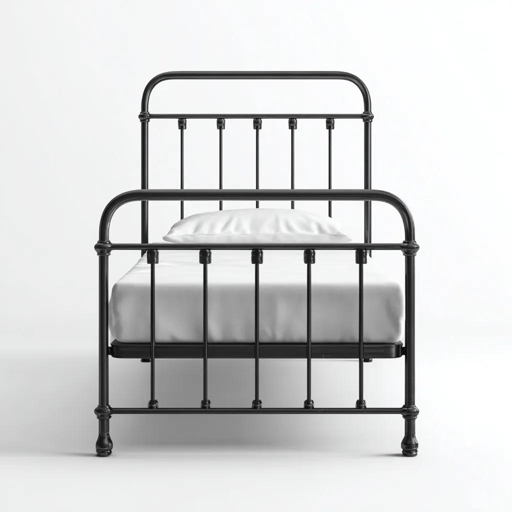 Letto in metallo 200x100x110 cm - nero - stile industriale-Comfyify