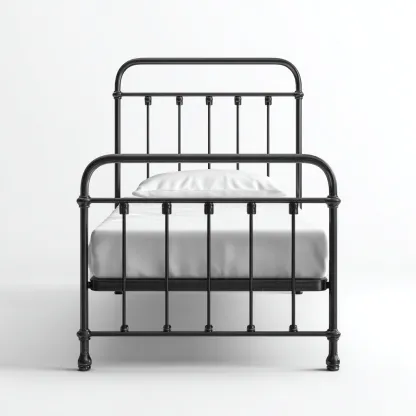 Letto in metallo 200x100x110 cm - nero - stile industriale-Comfyify