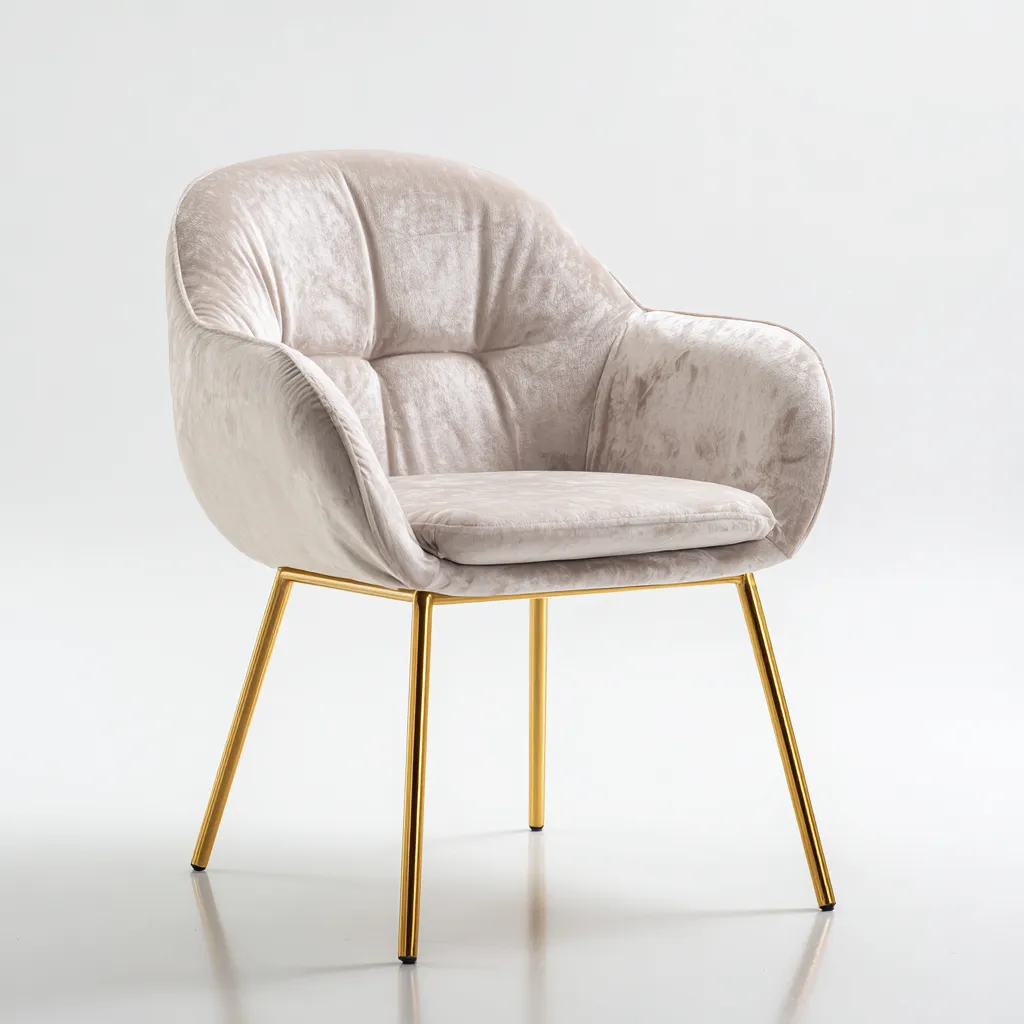 Poltrona da pranzo velluto beige 60x60x82 cm - gambe dorate - design moderno-Comfyify