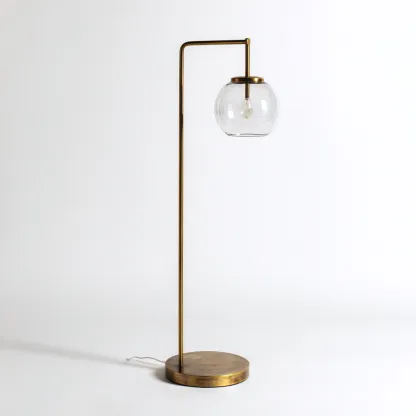 Lampada da terra in vetro e metallo dorato 38x30x150 cm - trasparente-oro - design moderno-elegante-Comfyify