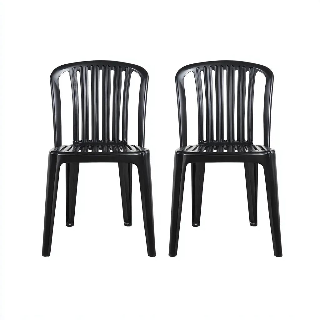 Set di 2 sedie da giardino in plastica 44x48x87 cm - nere - design classico impilabile-Comfyify