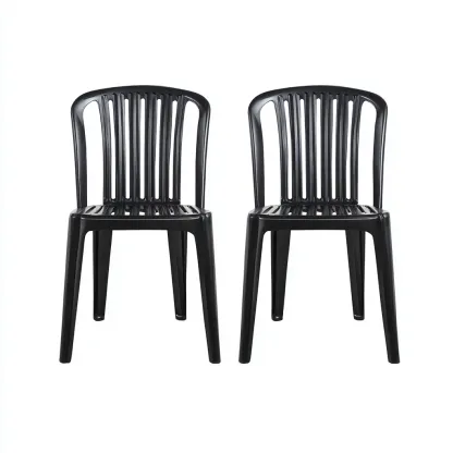 Set di 2 sedie da giardino in plastica 44x48x87 cm - nere - design classico impilabile-Comfyify