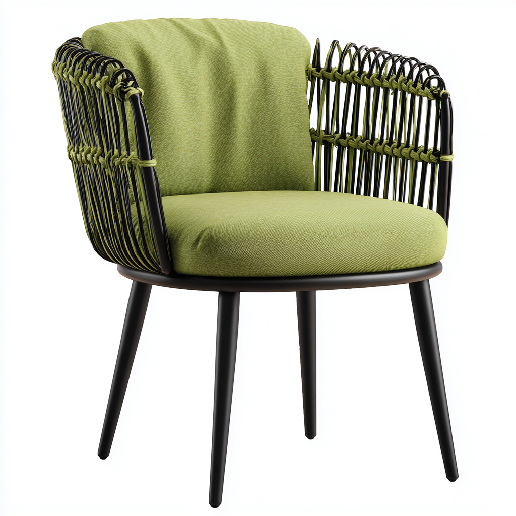 Poltrona in acciaio e corda intrecciata 60x58x78 cm - verde oliva - stile moderno-Comfyify