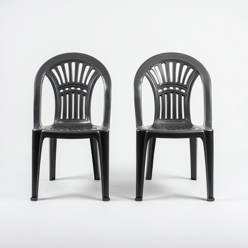 Set di 2 sedie da giardino in plastica 45x50x87 cm - nere - design ergonomico impilabile-Comfyify
