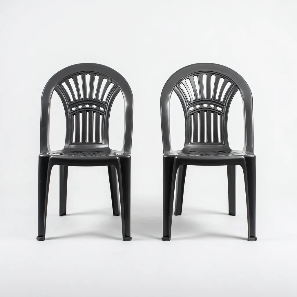 Set di 2 sedie da giardino in plastica 45x50x87 cm - nere - design ergonomico impilabile-Comfyify