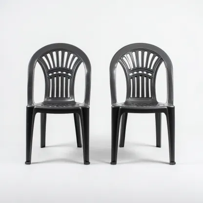 Set di 2 sedie da giardino in plastica 45x50x87 cm - nere - design ergonomico impilabile-Comfyify
