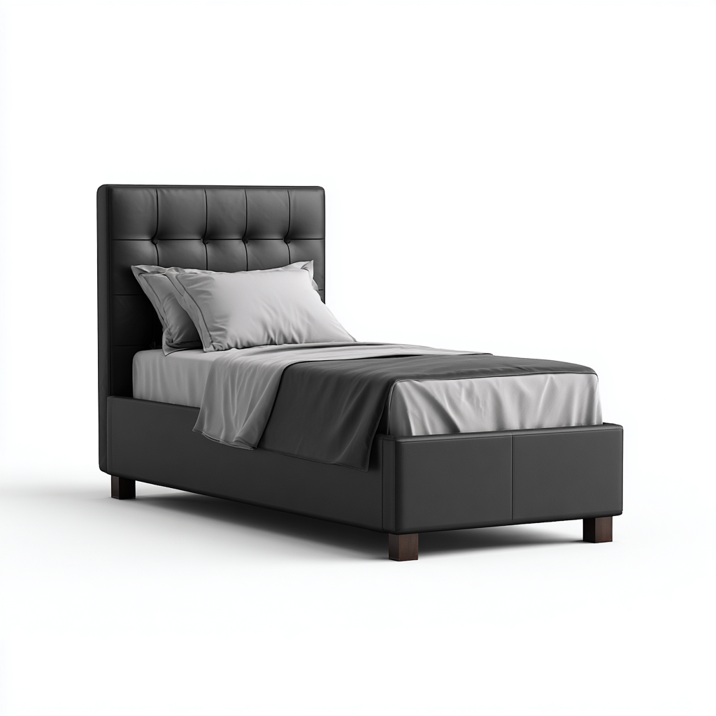 Letto singolo imbottito in ecopelle 200x100x105 cm - nero - design moderno elegante-Comfyify