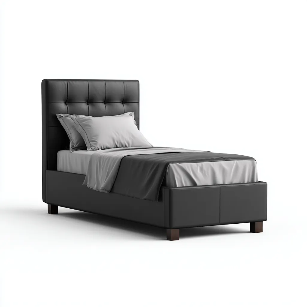 Letto singolo imbottito in ecopelle 200x100x105 cm - nero - design moderno elegante-Comfyify