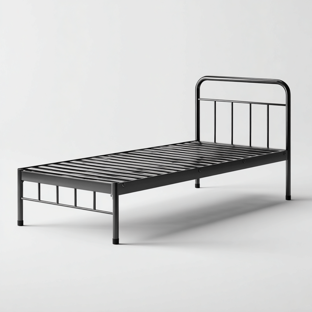 Letto singolo in metallo 200x100x95 cm - nero - design industriale minimalista-Comfyify