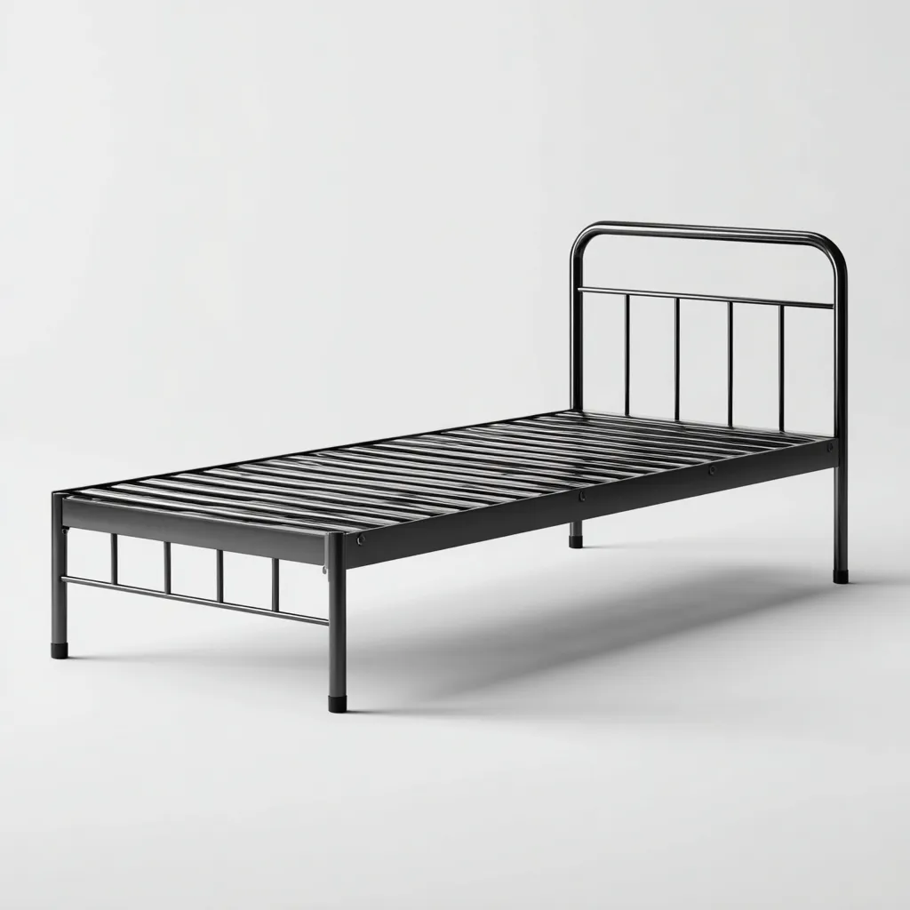 Letto singolo in metallo 200x100x95 cm - nero - design industriale minimalista-Comfyify