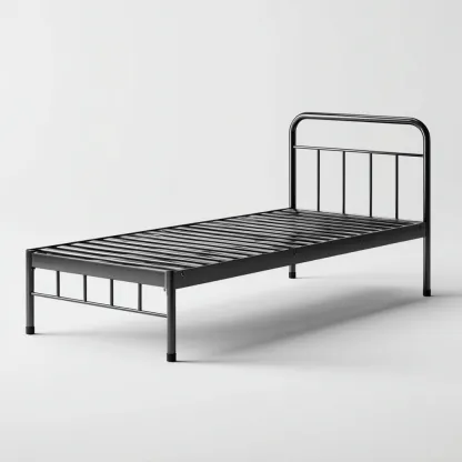 Letto singolo in metallo 200x100x95 cm - nero - design industriale minimalista-Comfyify