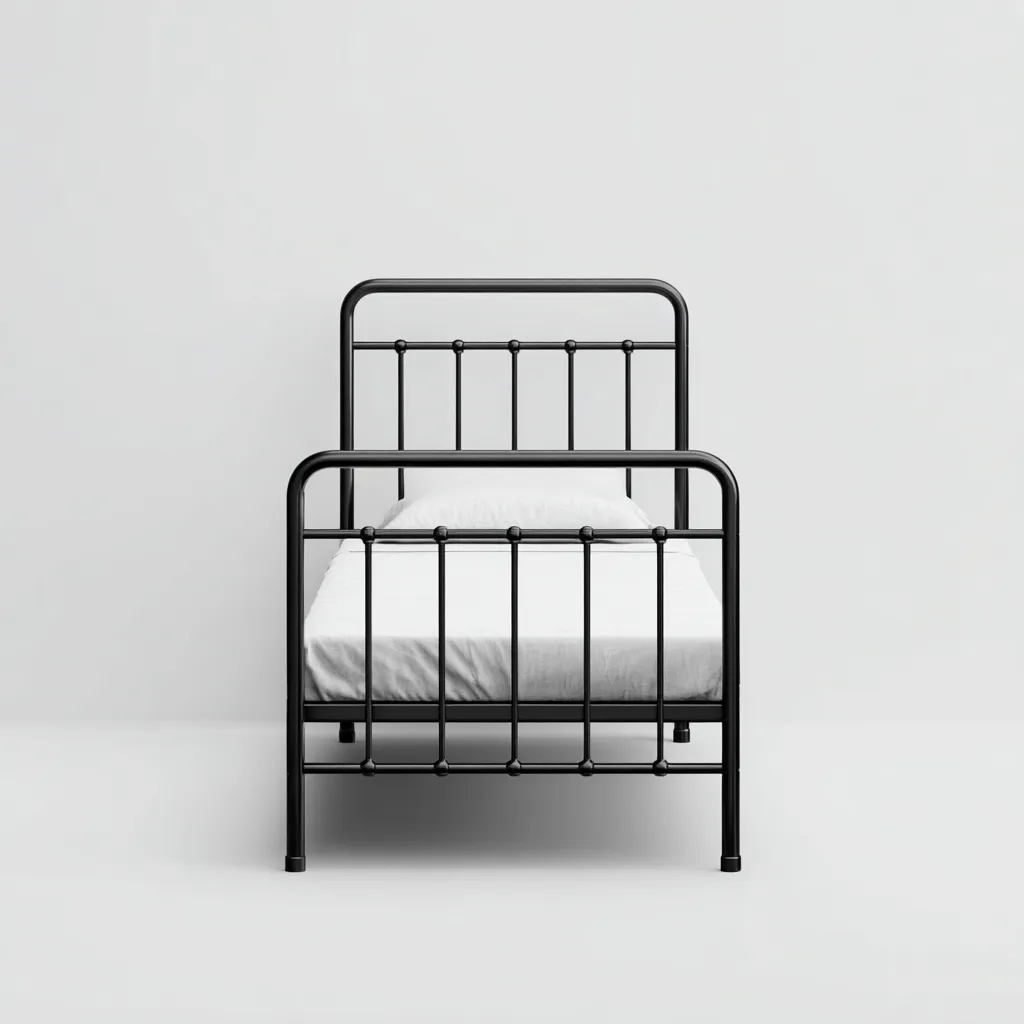 Letto singolo in metallo 200x100x100 cm - nero - stile classico-Comfyify