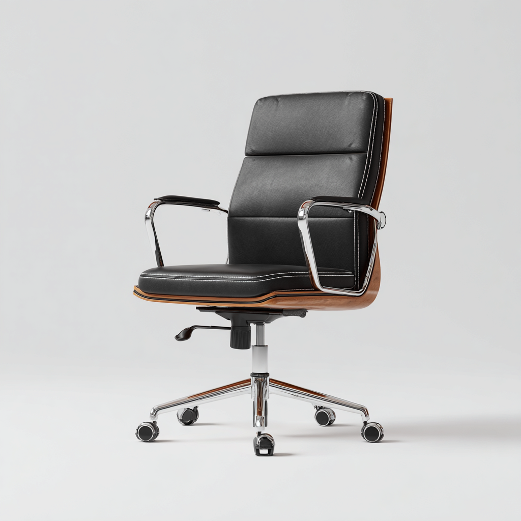 Sedia da ufficio girevole con ruote 70x70x120 cm - nero-legno - stile elegante-Comfyify