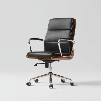 Sedia da ufficio girevole con ruote 70x70x120 cm - nero-legno - stile elegante-Comfyify