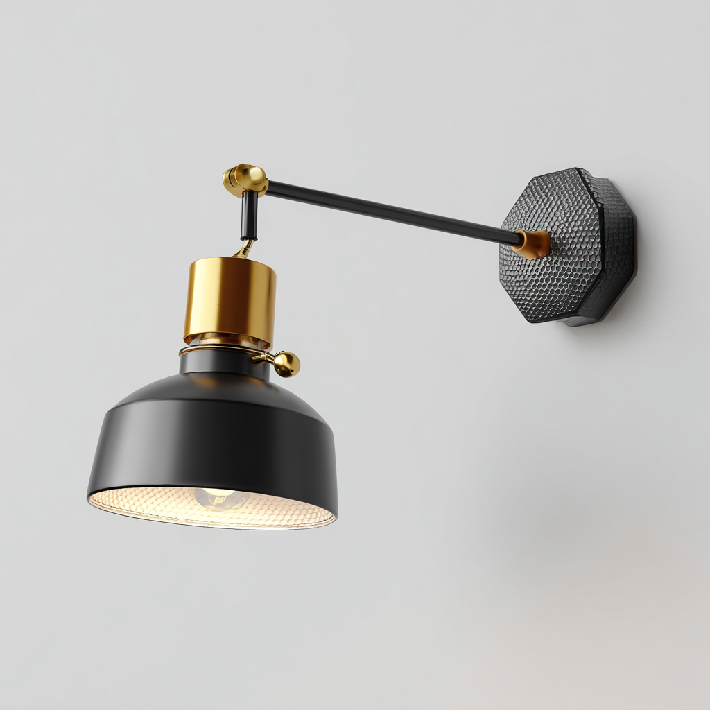 Applique da parete metallo 20x18x25 cm - nero-oro - design moderno regolabile-Comfyify