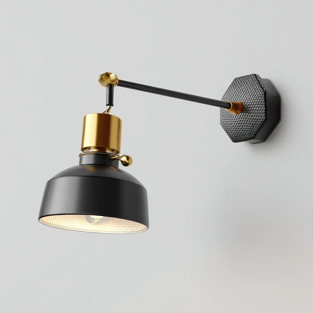 Applique da parete metallo 20x18x25 cm - nero-oro - design moderno regolabile-Comfyify