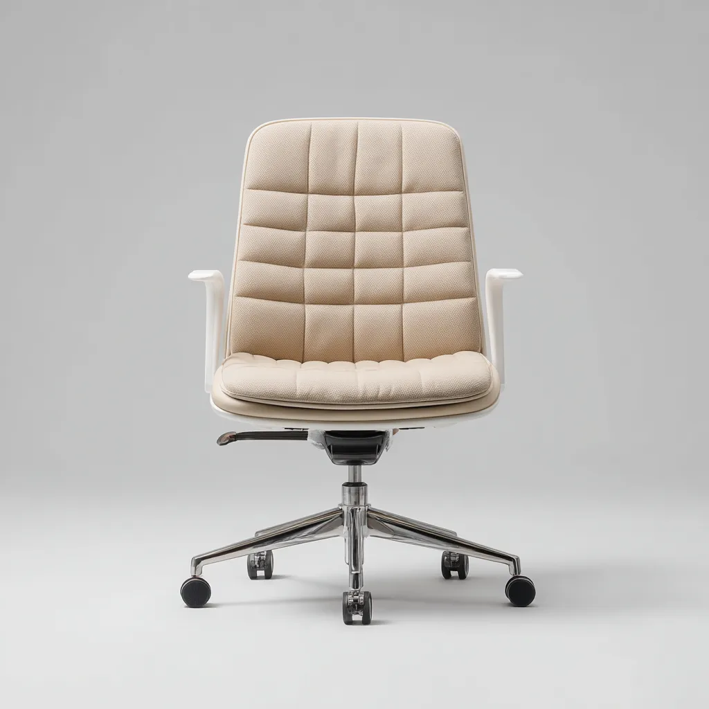 Sedia da ufficio in tessuto - beige - base in metallo cromato - design ergonomico moderno-Comfyify