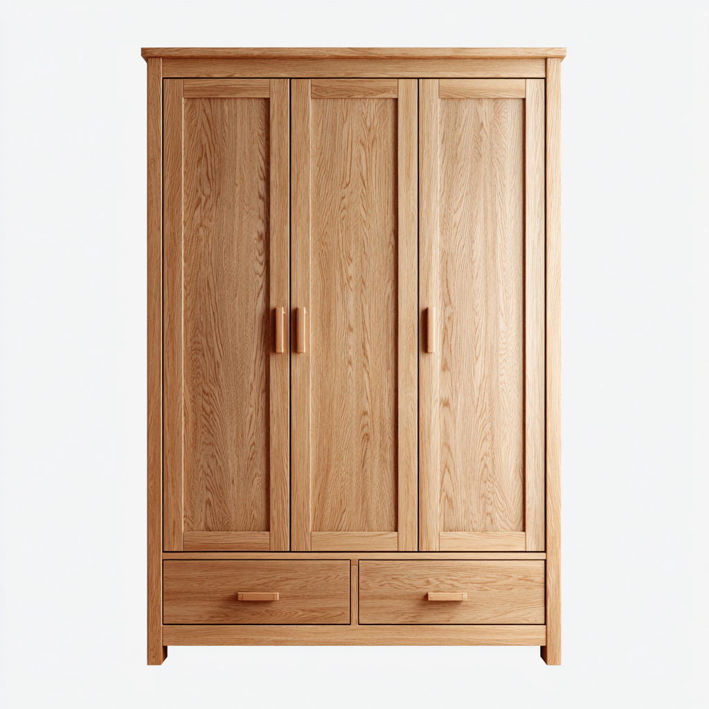 Armadio in legno massello 130x55x200 cm - rovere naturale - design classico per camera da letto-Comfyify