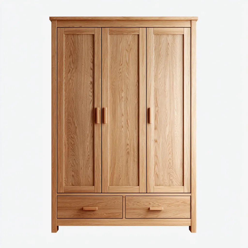 Armadio in legno massello 130x55x200 cm - rovere naturale - design classico per camera da letto-Comfyify