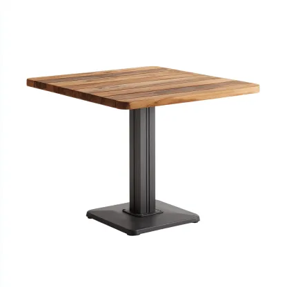 Tavolo da giardino quadrato in legno di teak e metallo 70x70x75 cm - marrone naturale-nero - design moderno - per esterni-Comfyify