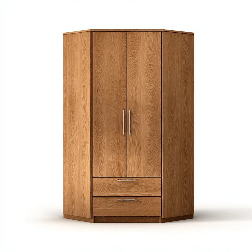 Armadio ad angolo in legno 95x95x200 cm - rovere - design classico per camera da letto-Comfyify
