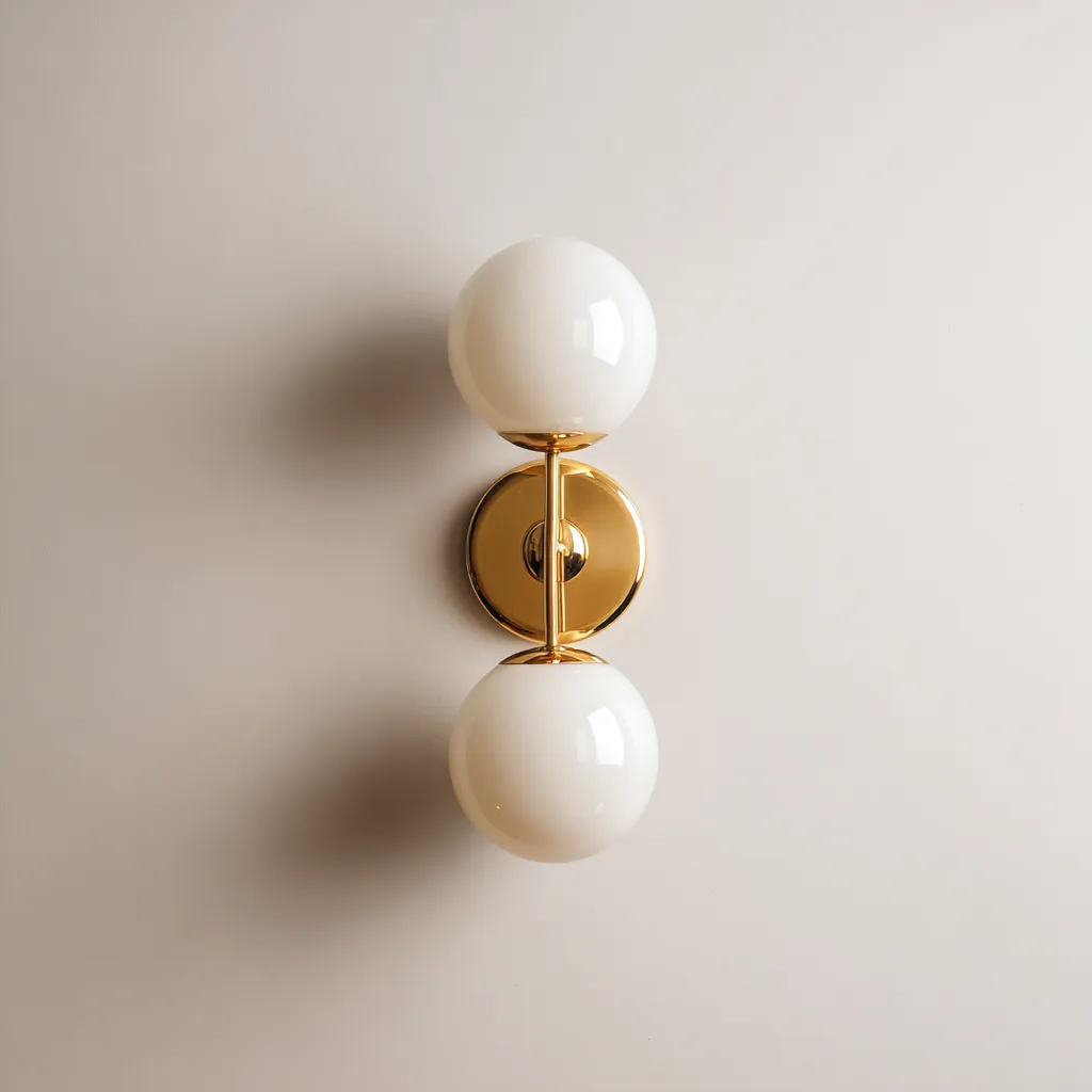 Applique da parete a doppia luce in vetro e metallo dorato 15x20x40 cm - bianco-oro - design moderno-elegante-Comfyify