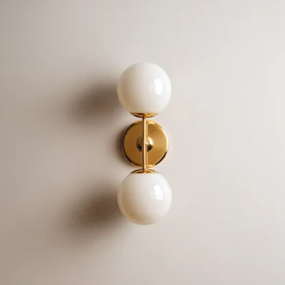 Applique da parete a doppia luce in vetro e metallo dorato 15x20x40 cm - bianco-oro - design moderno-elegante-Comfyify