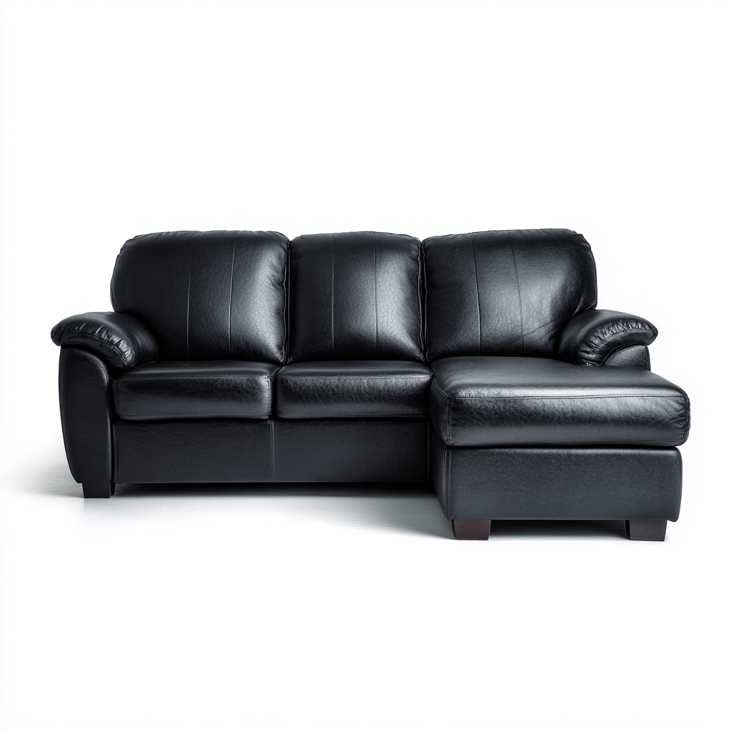 Divano angolare in pelle 265x180x90 cm - nero - stile contemporaneo-Comfyify