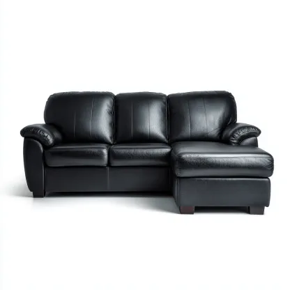 Divano angolare in pelle 265x180x90 cm - nero - stile contemporaneo-Comfyify