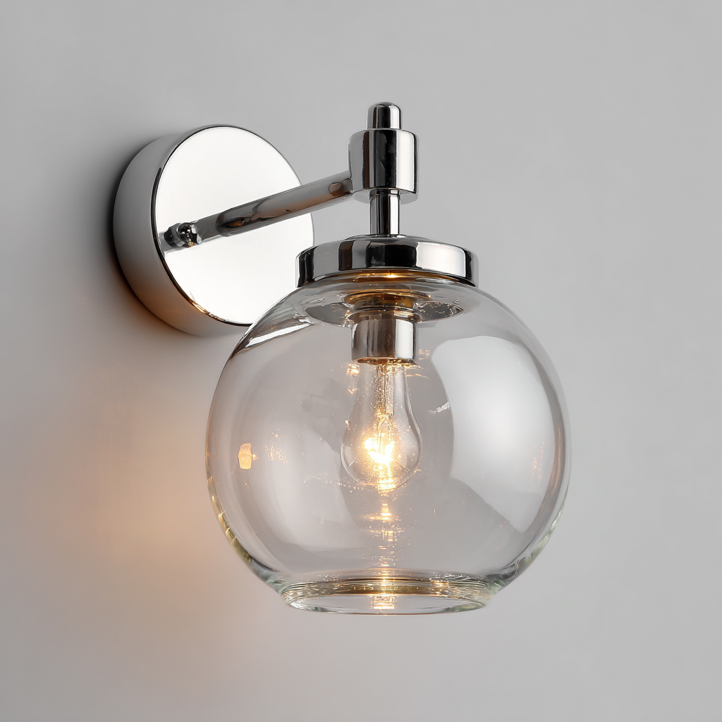 Applique da parete metallo e vetro - 16x18x22 cm - argento-trasparente - design moderno-Comfyify