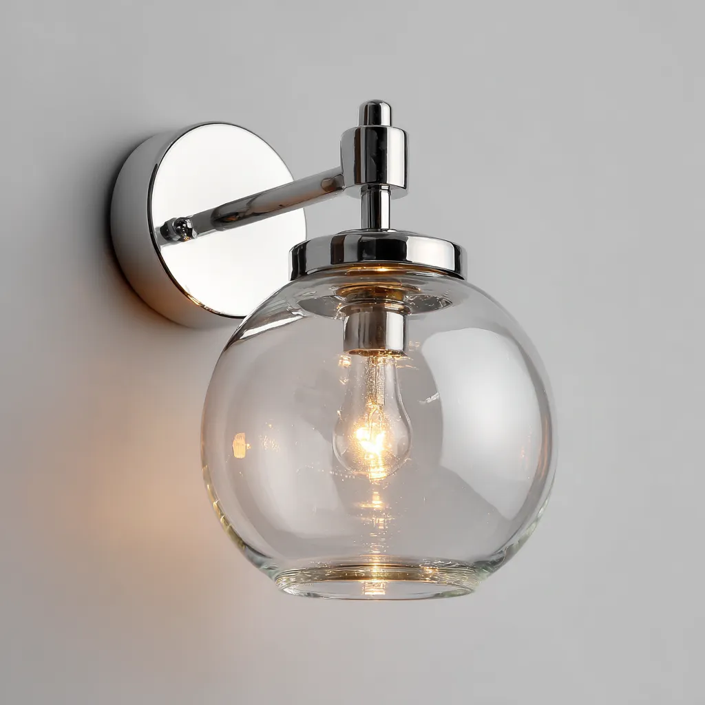 Applique da parete metallo e vetro - 16x18x22 cm - argento-trasparente - design moderno-Comfyify