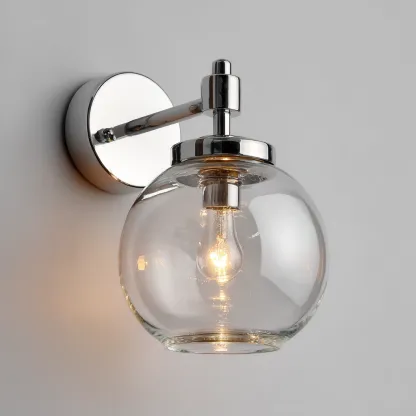 Applique da parete metallo e vetro - 16x18x22 cm - argento-trasparente - design moderno-Comfyify