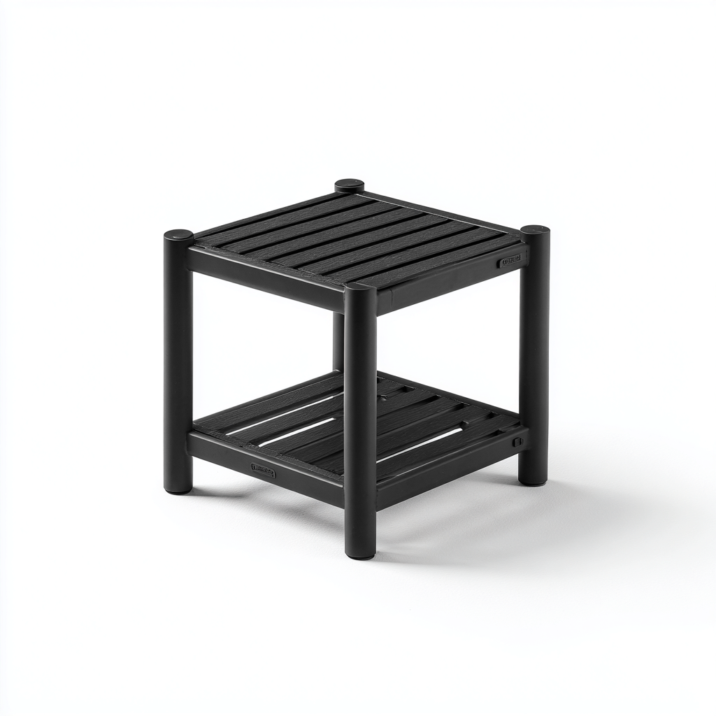 Tavolino da giardino quadrato in metallo 40x40x45 cm - nero - design moderno a due ripiani-Comfyify