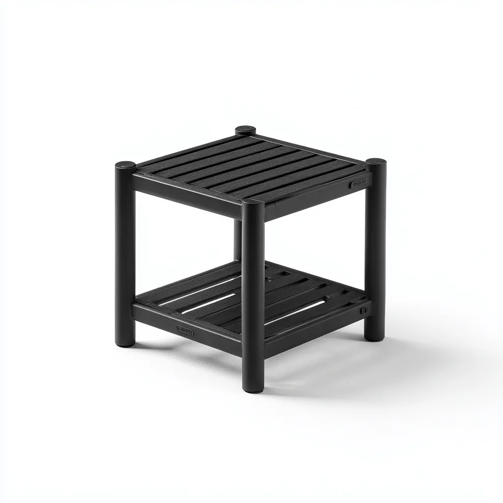 Tavolino da giardino quadrato in metallo 40x40x45 cm - nero - design moderno a due ripiani-Comfyify