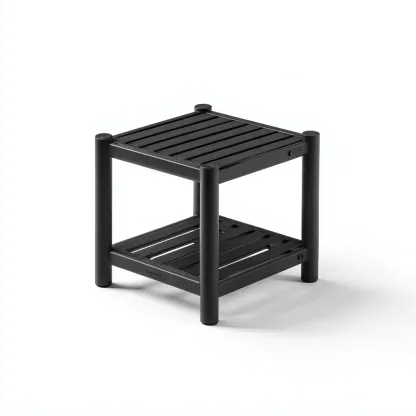 Tavolino da giardino quadrato in metallo 40x40x45 cm - nero - design moderno a due ripiani-Comfyify