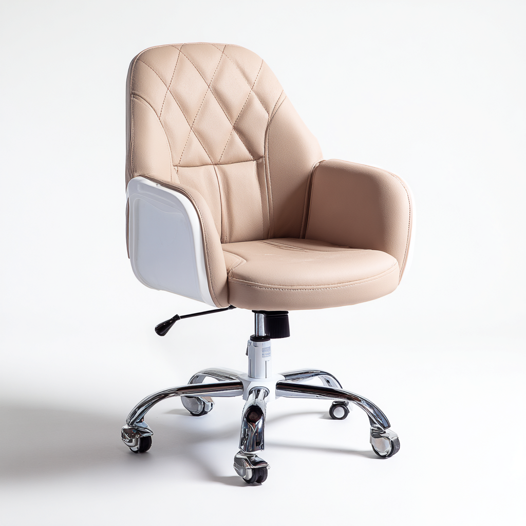 Sedia da ufficio girevole con ruote 60x60x95 cm - beige - stile moderno-Comfyify